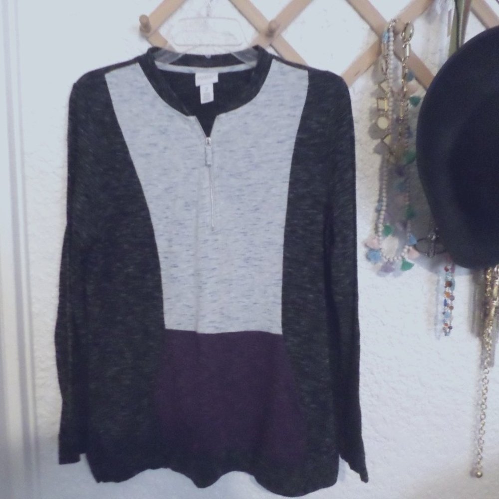 Weekends By Chico's Patch Colorblock Half Zip Pul… - image 1